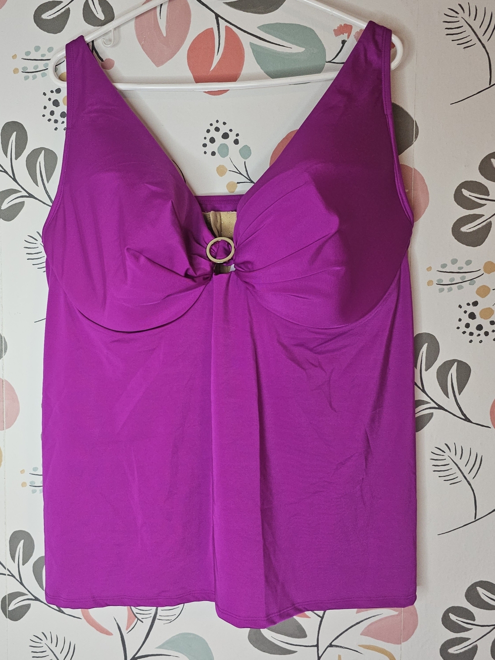 NWT Cacique Lane Bryant Underwire O-Ring Tankini Top 40H Spicy Orchid